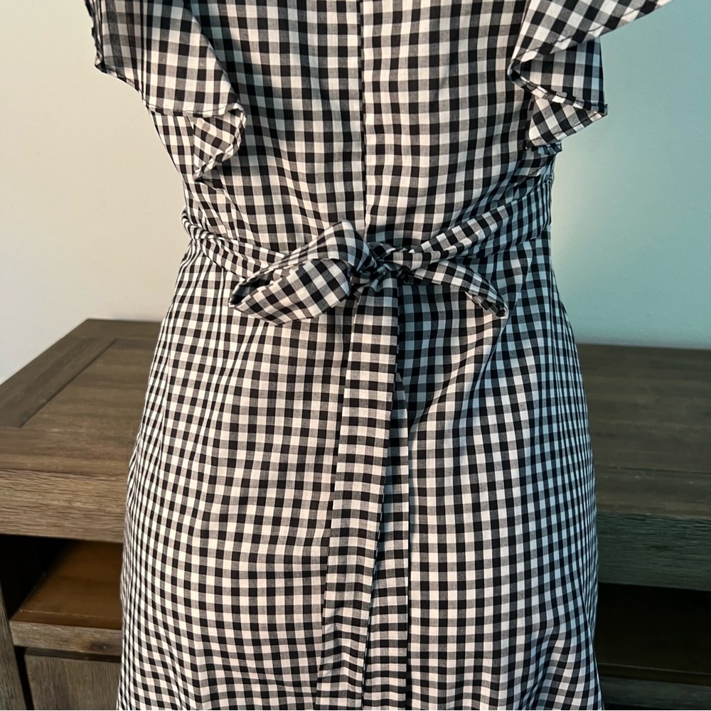 Charles Henry Black and White Plaid Dress with Ruffle Sleeves Size S - Picture 5 of 10